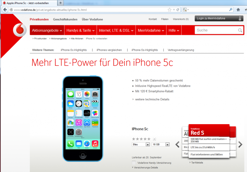 Vodafone.de mit frischem Design